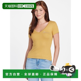 自营guess弗兰基标志T恤-芥末粉 美国奥莱直发性感