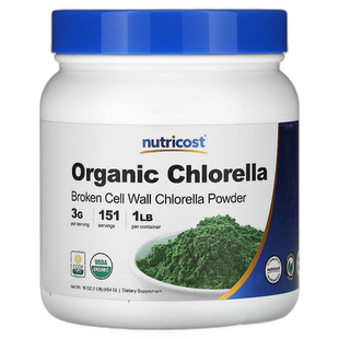 香港直邮Nutricost,有机小球藻粉,16 盎司(454 克)