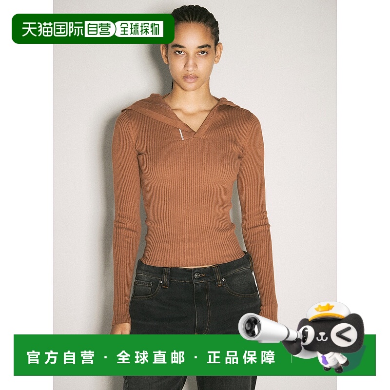 1h可退 香港直邮Y PROJECT 女士 肩部捏褶罗纹针织衫 106TO005Y38