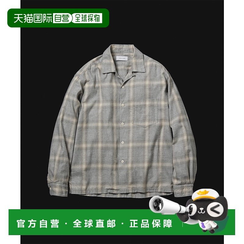 1h可退 日本直邮Adam et Rope' 男士 有机棉渐变格纹开放领衬衫 2