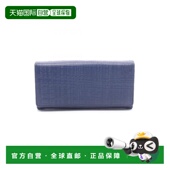日本直邮中古Loewe罗意威女A级95新bi fold双折牛皮长钱包蓝色