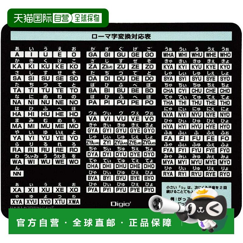 【日本直邮】仲林 Digio2 罗马字鼠标垫 十字型 黑色 Z8677