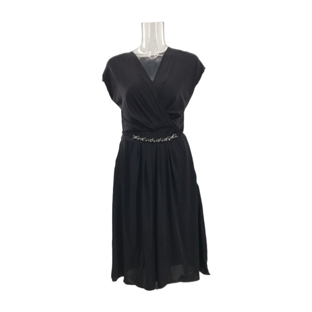 MAX MARA 女士半身裙 6621135106004 AW2021 黑色 V领褶皱连衣裙