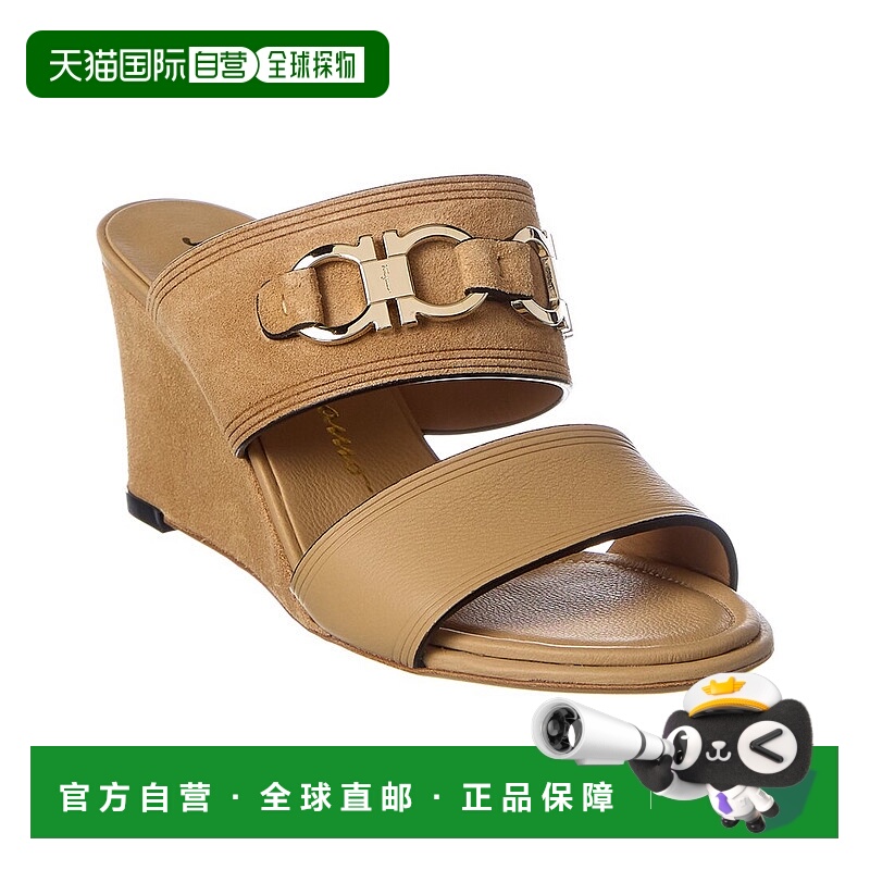 自营salvatore ferragamoFerragamo Chaim Suede & Leather Wedge