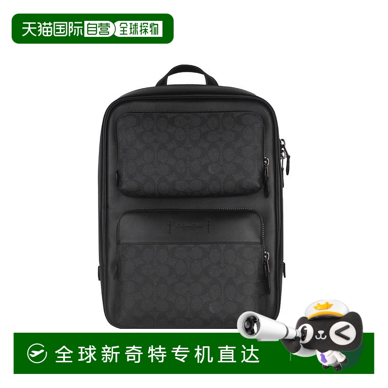 香港直邮Coach蔻驰 专柜款男士PVC配皮双肩包牛皮
