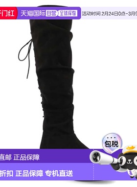 自营Journee Collection女式Mirinda Tru舒适泡棉弹力及膝长靴-黑