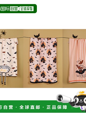 自营tiramisu“Wicked Whimsy”手工厨房茶巾套装-3件套-粉红色、