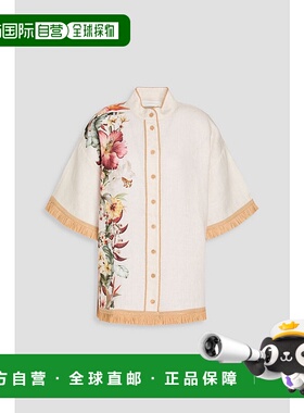 1h可退 香港直邮潮奢 ZIMMERMANN 女士 印花亚麻衬衫 8487TRS245I