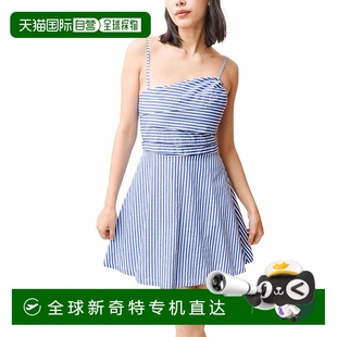 美国奥莱直 自营 lusanaPhillipa府绸迷你连衣裙 蓝色 白色条纹