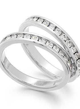 Charter Club|镀银或镀金玻璃石双环戒指