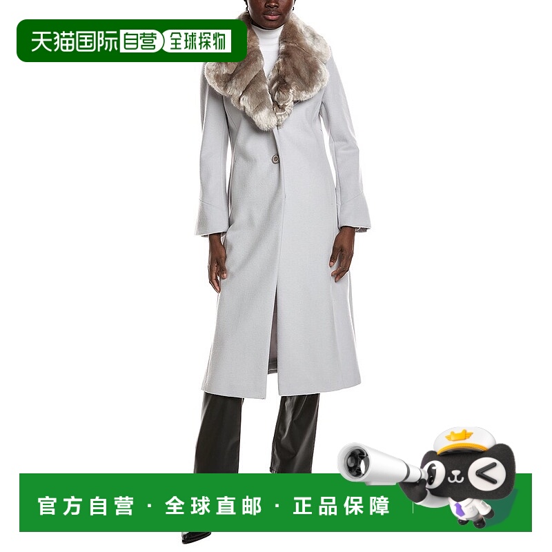 自营Via Spiga Feminine Wool-Blend Coat - grey 美国奥莱直发