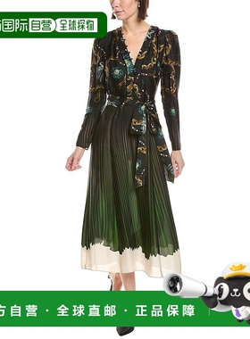 自营Marchesa Notte Printed Georgette Midi Dress - green 美国