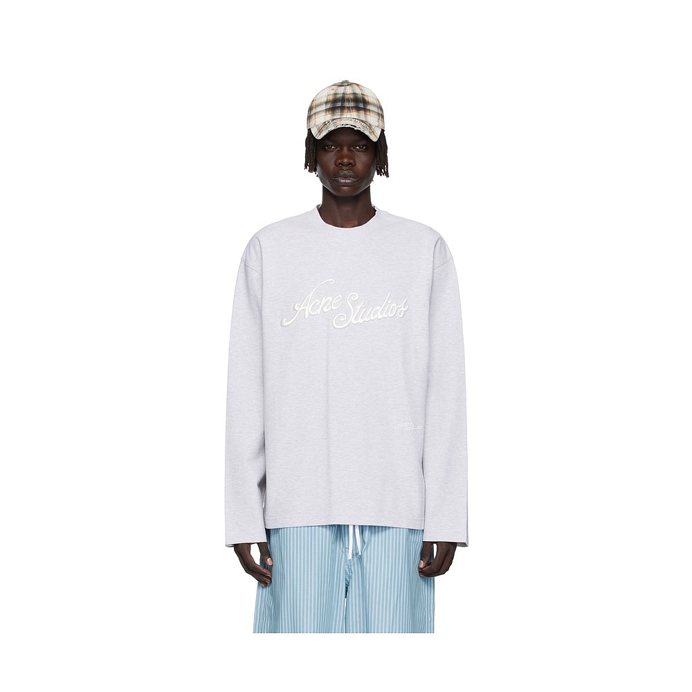 1h可退 潮奢 Acne Studios 艾克妮 男士 灰色徽标刺绣 T 恤 CL036