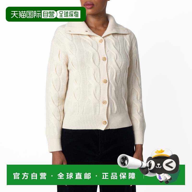 自营Polo Ralph Lauren斜纹针织羊毛羊绒开衫-白色 美国奥莱直发