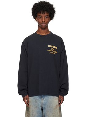 美国直邮Rhude 黑色 Rhude Steel 长袖 T 恤 男装 242923M213029