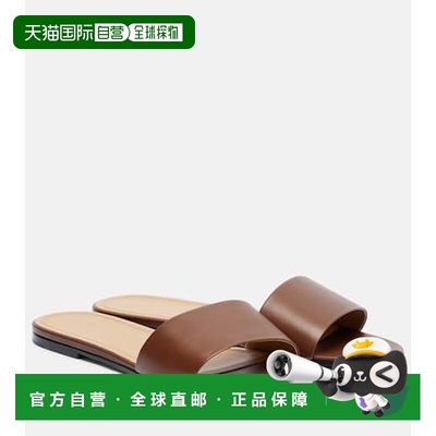 1h可退 香港直邮潮奢 The Row 女士 Signum 皮质凉拖 brown棕色