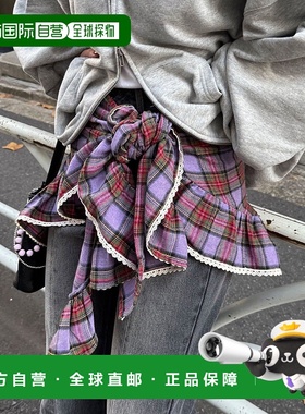 1h可退 日本直邮CIAOPANIC 女士多功能格纹荷叶边大围巾 CPZ10516