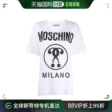 0540 香港直邮MOSCHINO 女士白色双问号印花短袖 T恤 A0717 长款