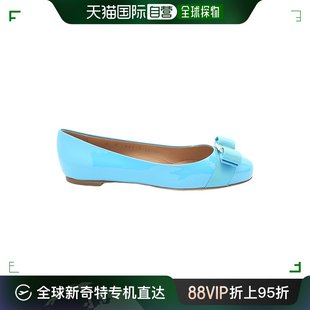 0627559 女士天蓝色蝴蝶结平底船鞋 FERRAGAMO 香港直邮SALVATORE