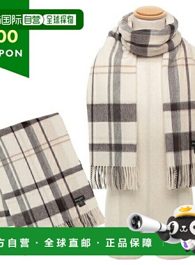 日本直邮Joshua Ellis 经典格子围巾白色灰色男女通用 JOSHUA ELL