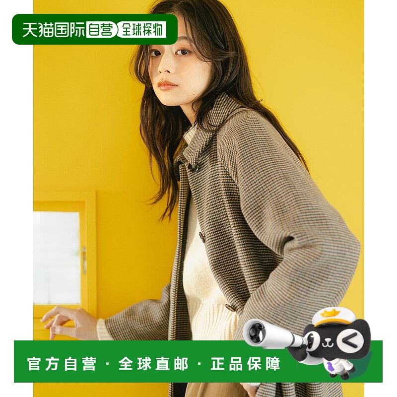 1h可退 日本直邮B:MING by BEAMS 女装 细格纹 A字型 立领大衣 93