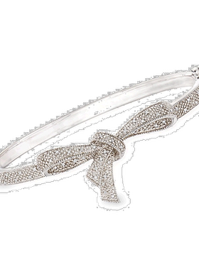 自营 Ross-Simons 925 银钻石蝴蝶结手链 - 8 英寸 美国奥莱直发