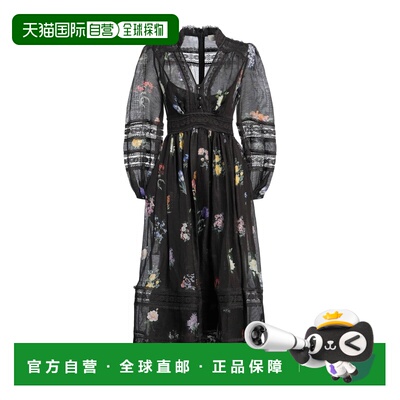 1h可退 香港直邮潮奢 ZIMMERMANN 女士 中长连衣裙 black黑色 舒