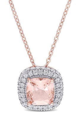 美国直邮Julianna B女士项链镀玫瑰方晶锆石光环2 4/5 克拉 TGW