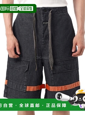 韩国直邮KAPITAL 14盎司黑色牛仔布 NOUVELLE Shuttle 短裤加工（