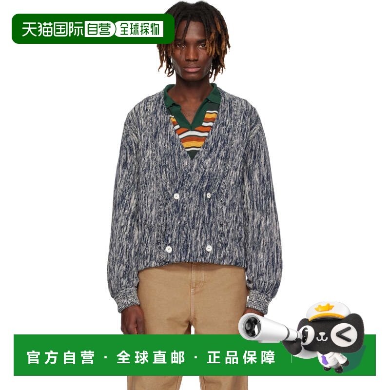 1h可退 香港直邮潮奢 Bode 男士 海军蓝双排扣开衫 MRS25KT027