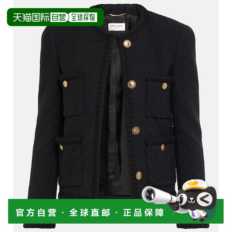 1h可退 香港直邮Saint Laurent 圣罗兰 女士 花呢夹克 001124外套