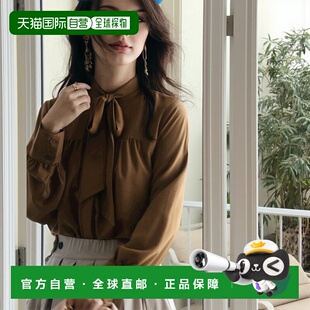 PAPILLON 丝带泰式 棕色 SAISON 开衩衬衫 长袖 日本直邮