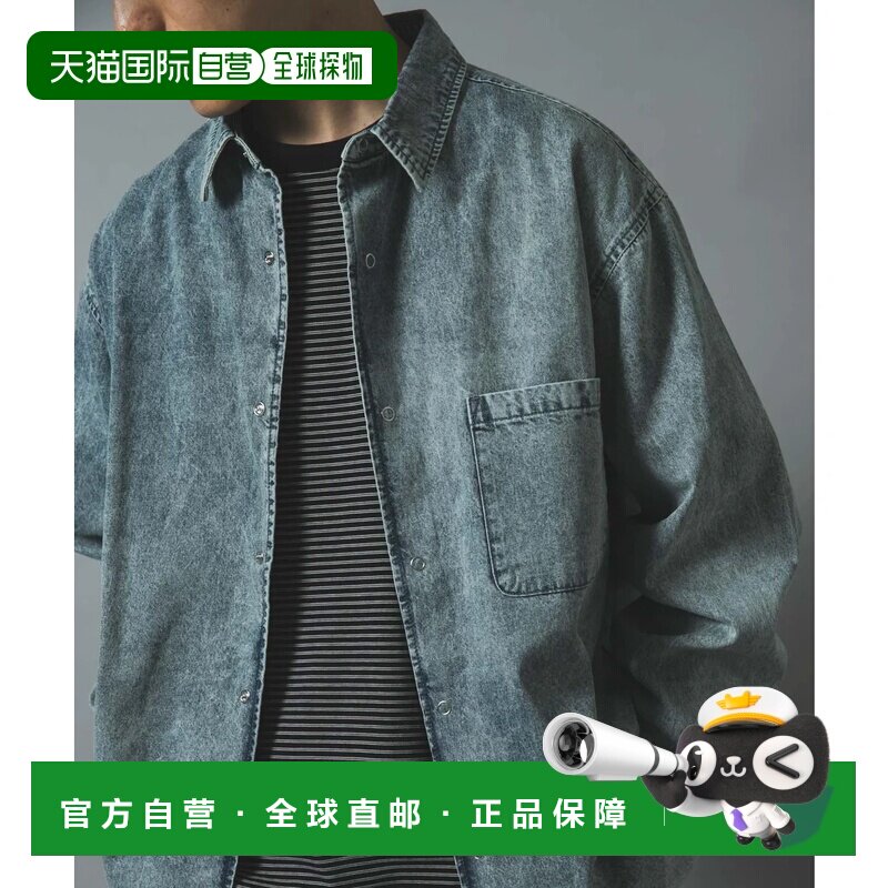 日本直邮URBAN RESEARCH 城市研究 褪色牛仔圈点按扣衬衫 蓝色