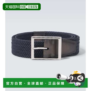 1h可退 香港直邮Berluti 伯尔鲁帝 男士 皮革饰边皮带 blue蓝色