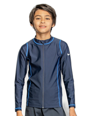 日本直邮Nike Rash Guard 长袖拉链儿童泳衣男童青少年泳衣
