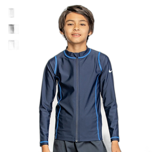 日本直邮Nike Rash Guard 长袖拉链儿童泳衣男童青少年泳衣
