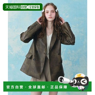 1h可退 日本直邮Heather 女士合成皮革双排扣西装外套 291945