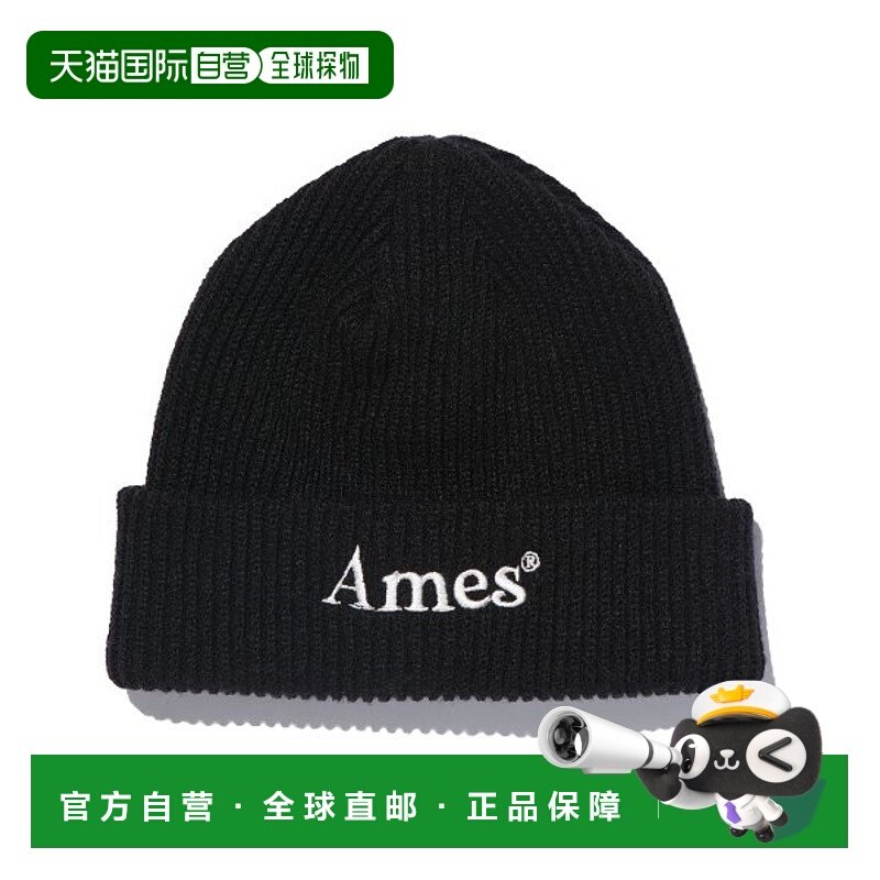韩国直邮Ames Worldwide 女士帽子BASIC LOGO BEANIE BLACK(21FWCP