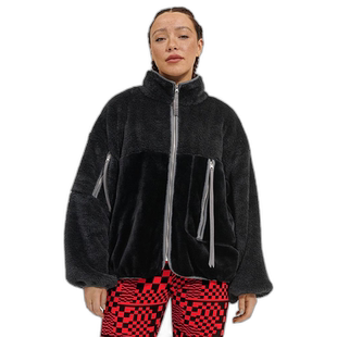 1h可退 Ugg女士外套羊羔毛黑色短款运动简约百搭休闲