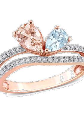 自营 mimi & max1 1/7 CT TGW 梨形摩根石和海蓝宝石和 1/4 CT TW