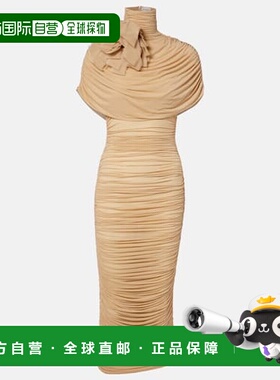 香港直邮magda butrym 女士 花朵装饰褶皱披肩针织中长连衣裙