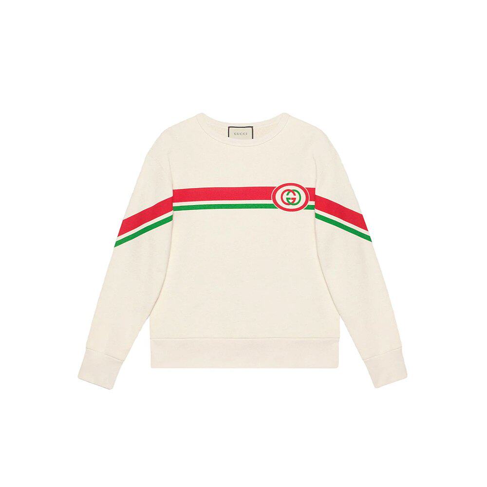 Gucci 吴谨言同款   logo印花条纹卫衣 475532XJBCM