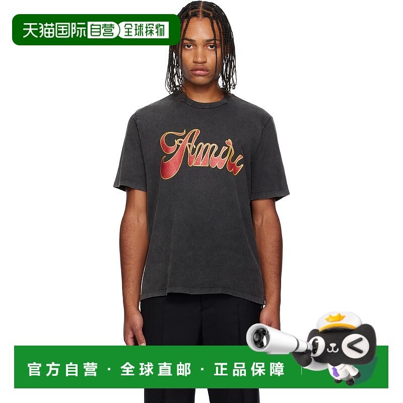 1h可退 香港直邮AMIRI 男士 灰色 Groovy T 恤 AMJYTE1246