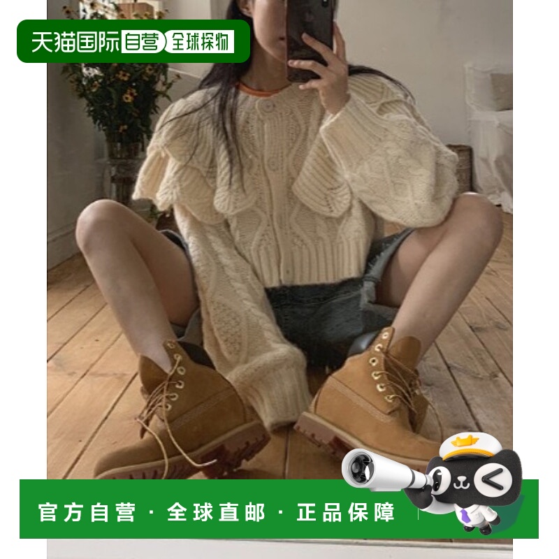 1h可退 日本直邮sorule 女装 宽松双荷叶边V领针织开衫 SO10225a1