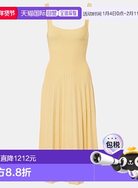 香港直邮Staud 女士 Ellison 褶裥中长连衣裙 yellow黄色 舒适时