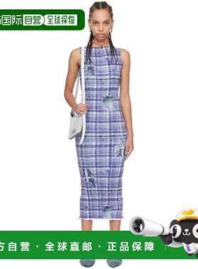 1h可退 香港直邮潮奢 Acne Studios 艾克妮 女士 蓝色印花连衣裙