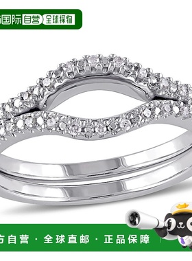 自营 Julianna B女士戒指1/10 CT TW 925纯银钻石开环婚戒