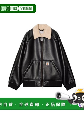 自营欧洲直邮Carhartt Shepton女士聚氨酯拉链黑色夹克外套