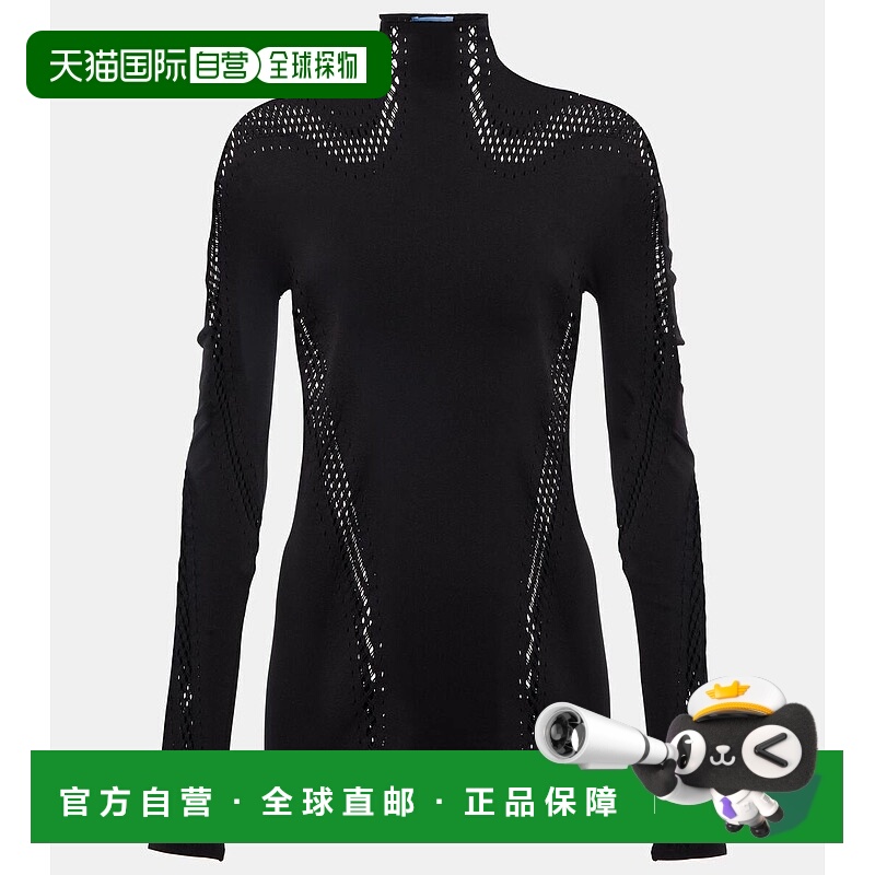 1h可退 香港直邮Mugler 穆勒 女士 洞洞针织高领网纱上衣 001383