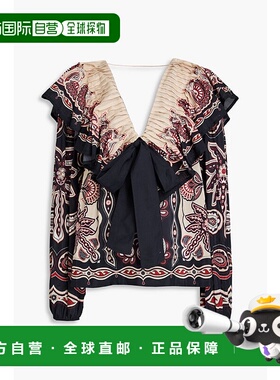 1h可退 香港直邮FARM RIO 女士 蝴蝶结印花棉混纺上衣 313170SWEE